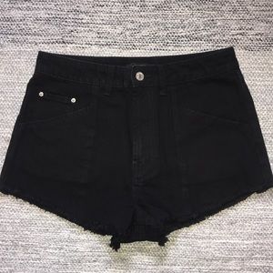 Black denim shorts